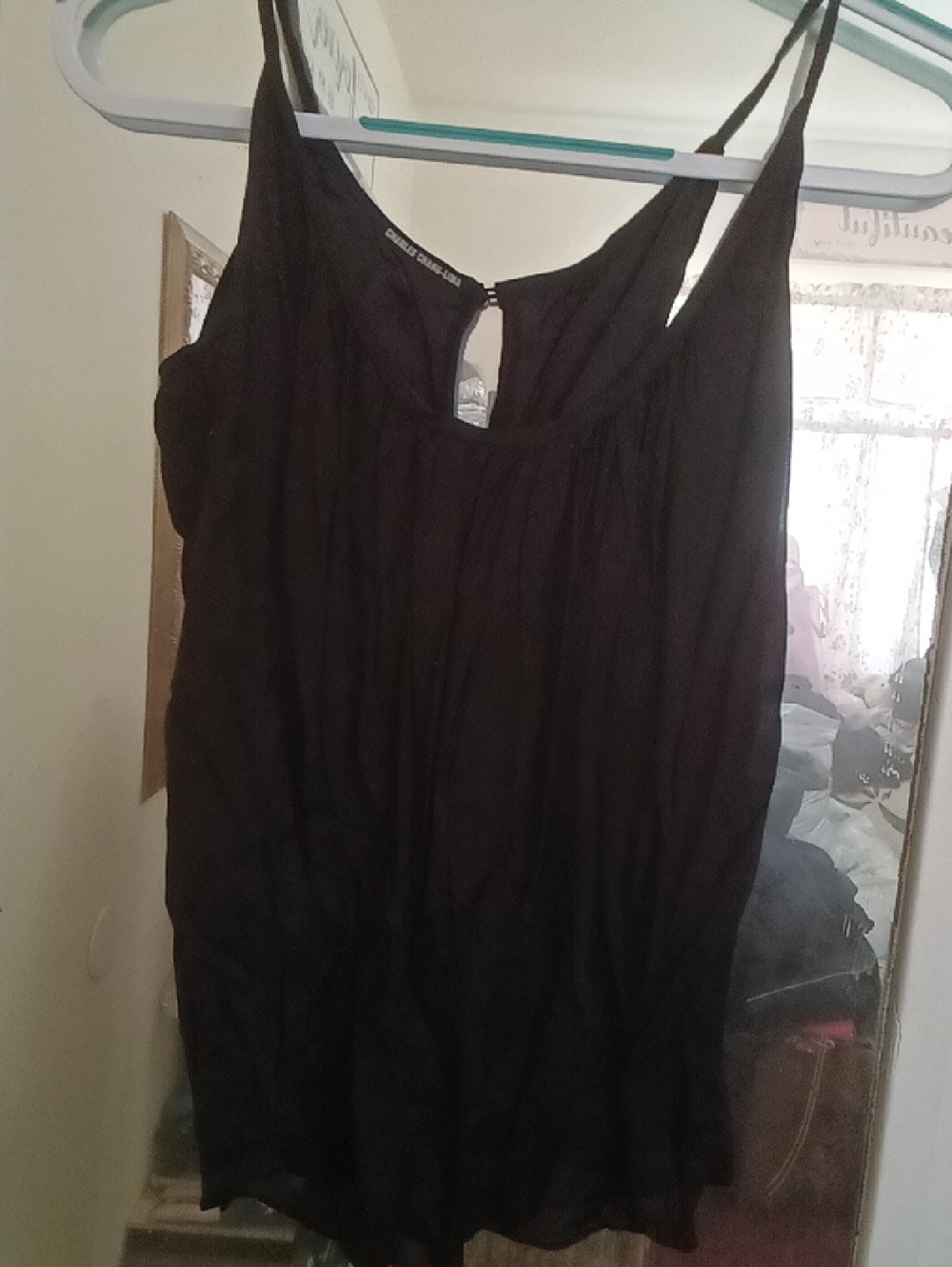 Women's Sleeveless Black Women's Tank Top - Lightweight Spaghetti Strap